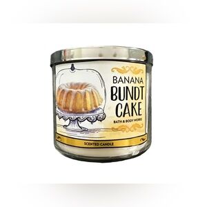 BATH & BODY WORKS 3 WICK CANDLE  BANANA BUNDT CAKE NEW